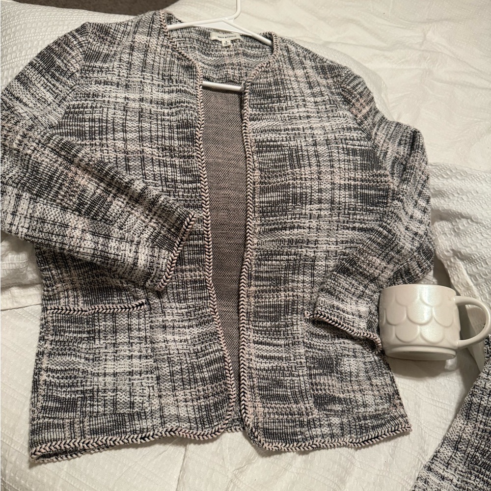 Chic Black and White Plaid Blazer